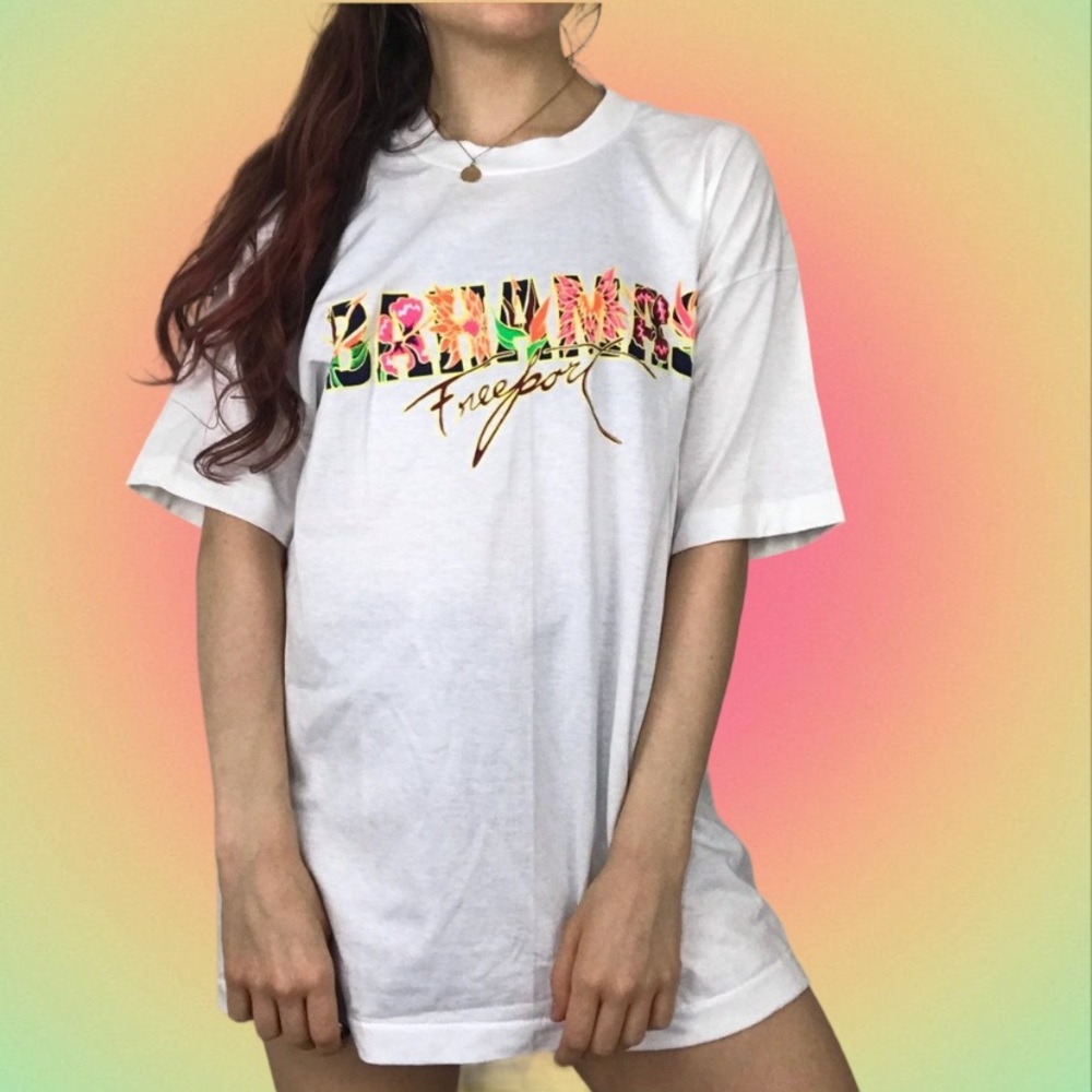 Vintage 90s Neon Bahamas Freeport Single Stitch Tee Tropical